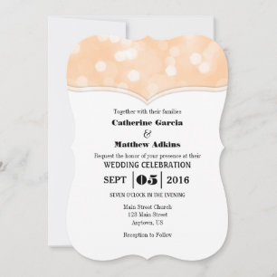 Peach Bokeh Glitzer Lights Wedings Invites Einladung