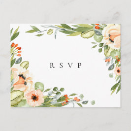 Peach Botanical Frame Wedding RSVP Song Anfrage Einladungspostkarte