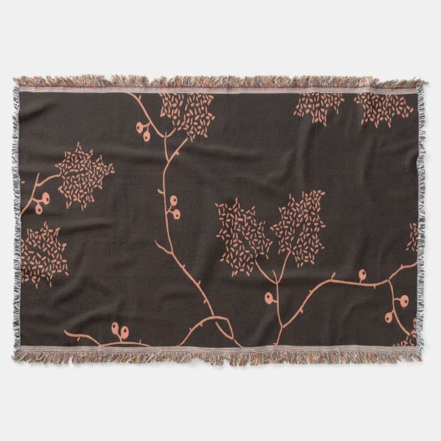 Peach Botanical Throw Blanket Decke (Vorderseite)