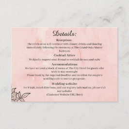  Peach Botanical Wedding Details Card Begleitkarte