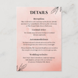  Peach Botanical Wedding Details Card Begleitkarte