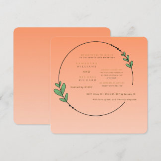 Peach Botanical Wedding Invitation | Minimalist Ci Einladung