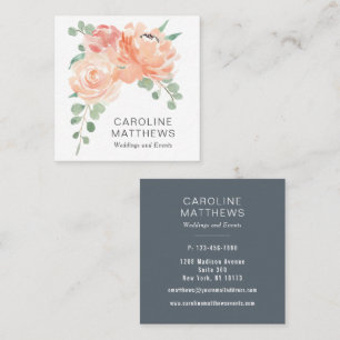 Peach Bouquet Wasserfarbenfloral Quadratische Visitenkarte