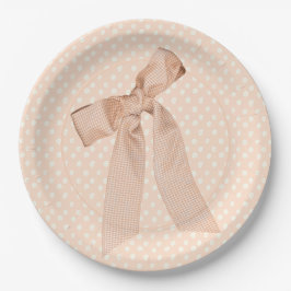 Peach Bow Baby Dusche Pappteller