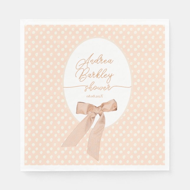Peach Bow Baby Dusche Serviette (Vorderseite)