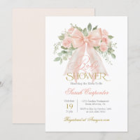 Peach Bow Baby Shower Girl Einladung