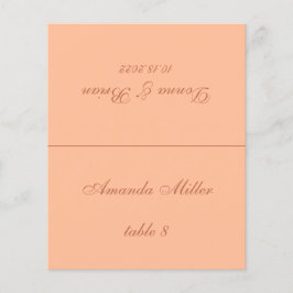 Peach Brown Printed Guest Name Wedding Platzkarte
