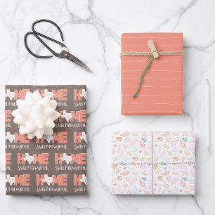 Peach & Brown Zuhause, Sweet New Zuhause - Texas Geschenkpapier Set