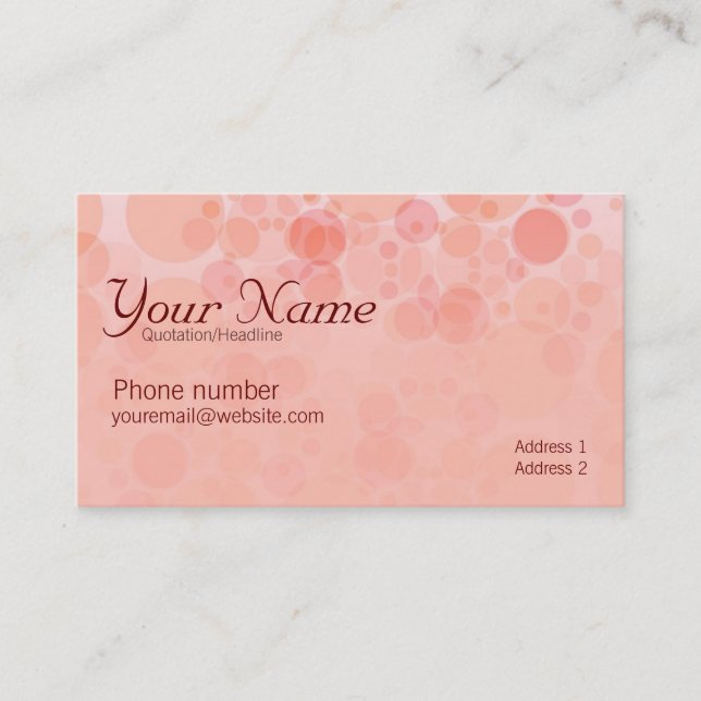 Peach Bubbles Business Card Visitenkarte (Vorderseite)