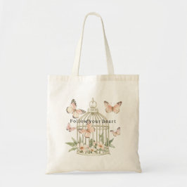 Peach Butterflies Cage Floral Tragetasche