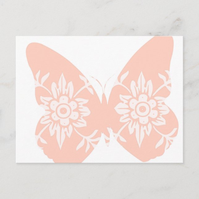 Peach Butterfly Floral Postkarte (Vorderseite)