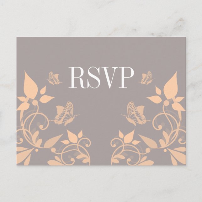 Peach Butterfly Floral UAWG Postkarte (Vorderseite)