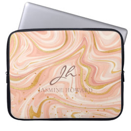 Peach Cake Marble Gold Glitzer individuell anpassb Laptopschutzhülle