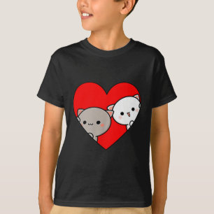 Peach Cartoon Liebe Goma Katze Valentinstag Herz T-Shirt