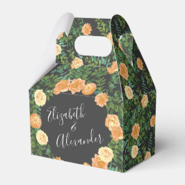 Peach & Charcoal, Gray Peony & Rose Blumenhochzeit Geschenkschachtel