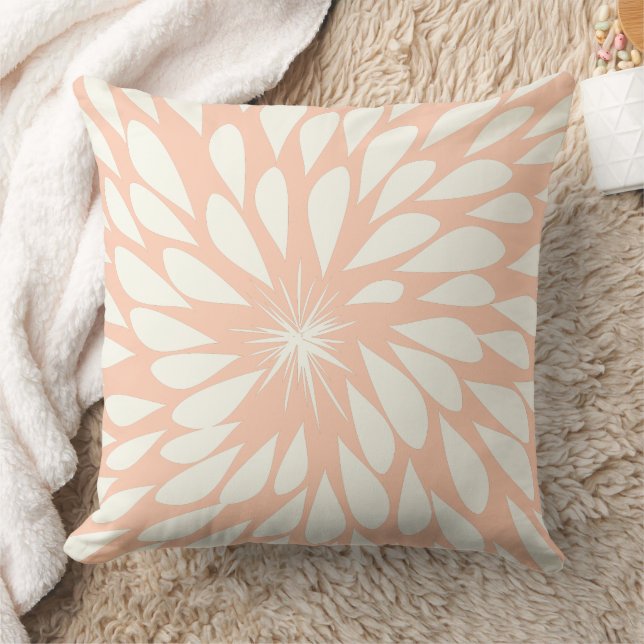 Peach Chrysanthemum Floral Kissen (Decke)