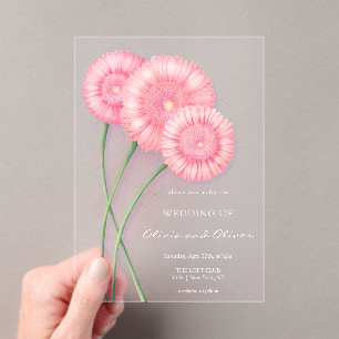 Peach Chrysanthemum Wedding Acryleinladungen