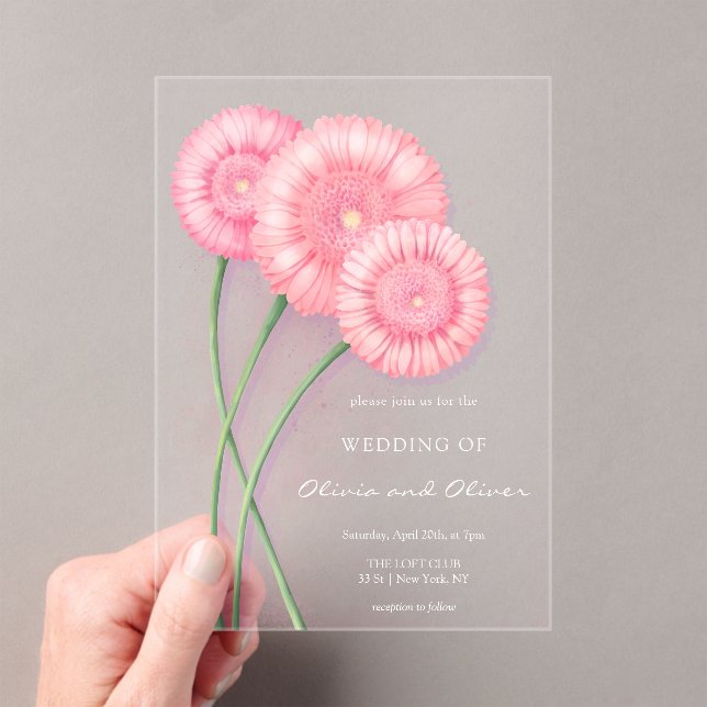 Peach Chrysanthemum Wedding Acryleinladungen (Insitu (Handheld))