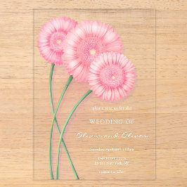 Peach Chrysanthemum Wedding Acryleinladungen
