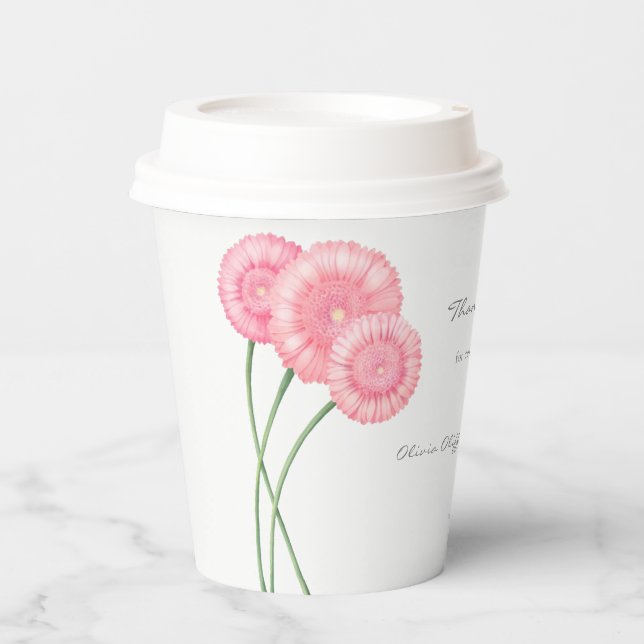 Peach Chrysanthemum Wedding Pappbecher (Vorderseite)