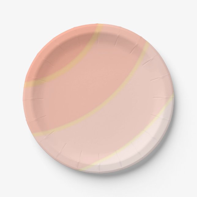 Peach Circle Wirbel ombre Pappteller (Vorderseite)