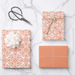 Peach Classic Vintag Seamless Damask Muster Geschenkpapier Set
