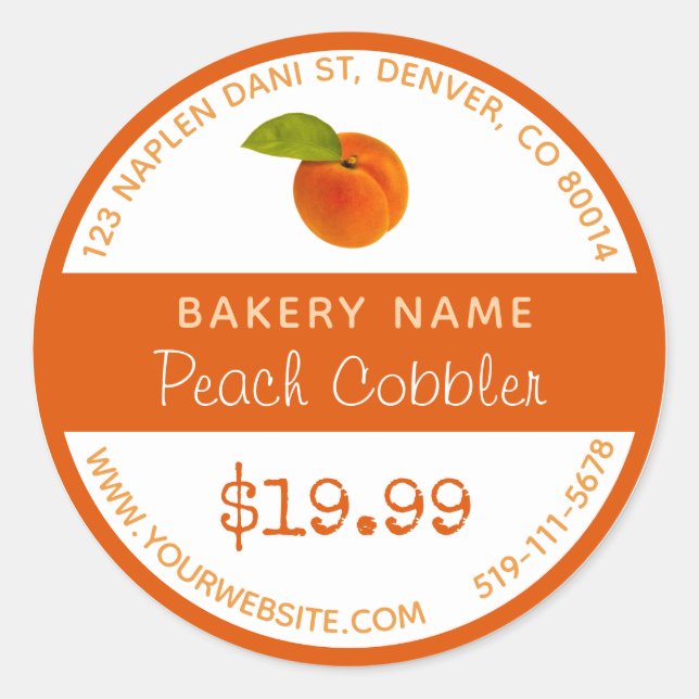 Peach Cobbler Bäckerei Rundaufkleber Runder Aufkleber (Vorderseite)