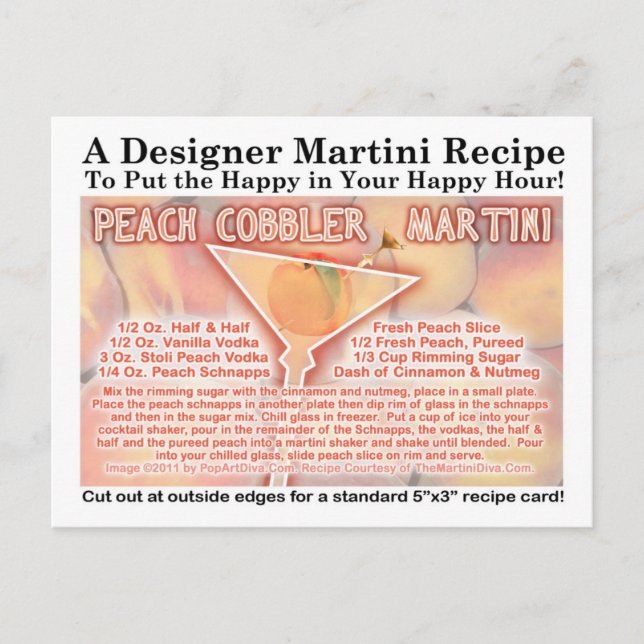 Peach Cobbler Martini Rezept Postkarte (Vorderseite)