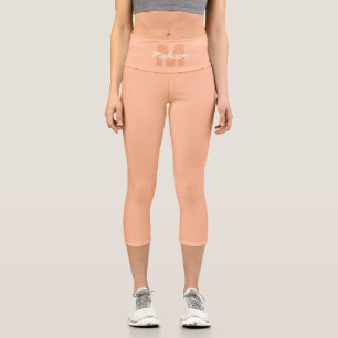 Peach color of 2024 with custom Monogram name Capri Leggings