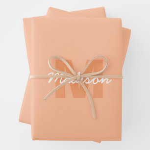 Peach color of 2024 with custom Monogram name Geschenkpapier Set