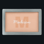 Peach color of 2024 with custom Monogram name Rechteckige Gürtelschnalle<br><div class="desc">Trendy pfirsichfarben von 2024 mit Monogramm-Namen. Erstellen Sie ein einzigartiges und personalisiertes Geschenk mit einer benutzerdefinierten Touch! Wählen Sie ein Schriftart- und Farbschema aus,  das Ihren Stil Anzug,  ordnen Sie alles visuell ansprechend mit dem Editierwerkzeug.</div>