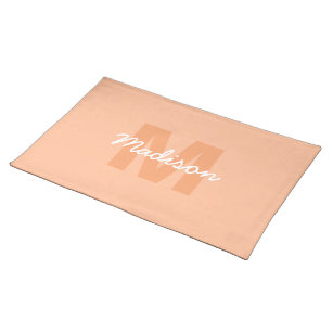 Peach color of 2024 with custom Monogram name Stofftischset