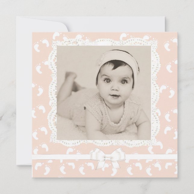 Peach Colored Baby Girl Geburtsankündigung Ankündigung (Vorderseite)