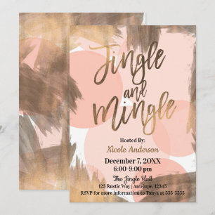 Peach Copper Bronze Modern Jingle & Mingle Party Einladung