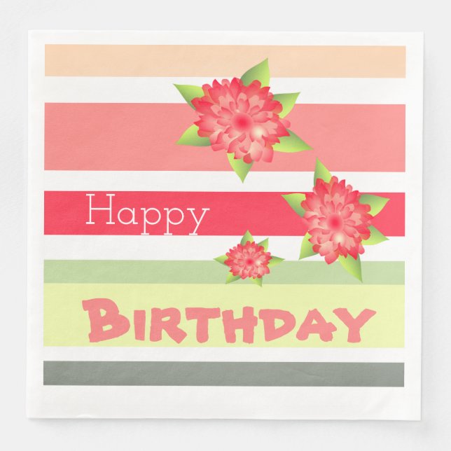 Peach Coral Lime Green und Red Serviette (Vorderseite)