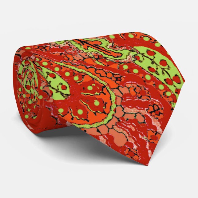 Peach Coral Limon Paisley Wedding Krawatte (Gerollt)