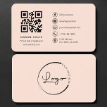 Peach Coral Logo QR Code Professional Visitenkarte<br><div class="desc">Professional business card designed with a soft peach coral color palette for a warm, modern presentation. The layout includes space for a logo and a QR code to share online information while keeping the design clean and easy to read. Suitable for professionals, creatives, small business owners, and service providers. Fully...</div>
