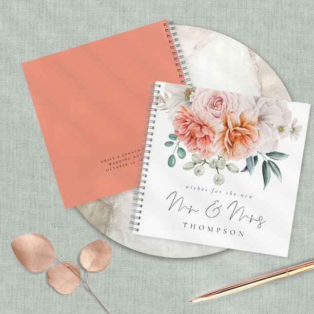 Peach Coral Peonies wünscht neue Mr. Guest Book Notizbuch (Von Creator hochgeladen)