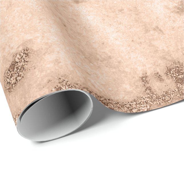 Peach Coramy Blush Marmor Metallische Pastete Geschenkpapier (Rolleneckpunkt)