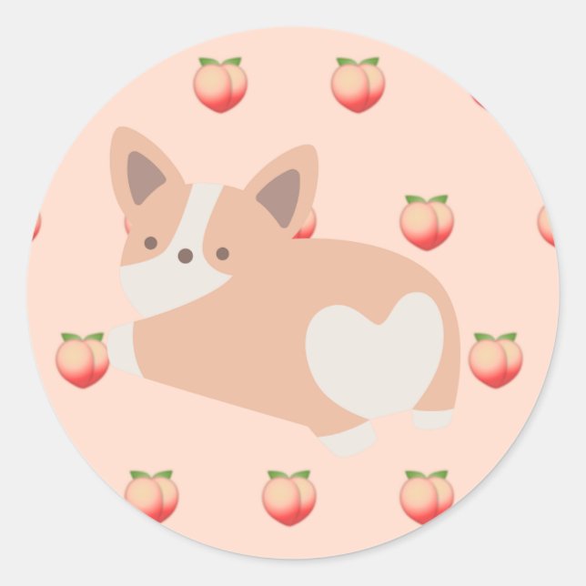 Peach Corgi Sticker (Vorderseite)