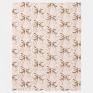Peach Cream Bow Birthday Fleecedecke