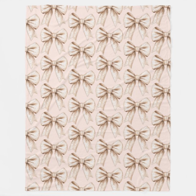 Peach Cream Bow Birthday Fleecedecke (Vorderseite)