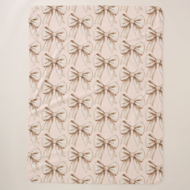 Peach Cream Bow Birthday Sherpadecke (Vorderseite)