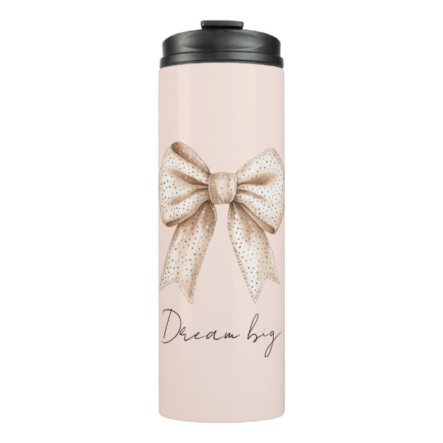 Peach Cream Bow Thermosbecher (Vorderseite)