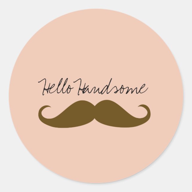 Peach Cream Brown Mustache Runder Aufkleber (Vorderseite)