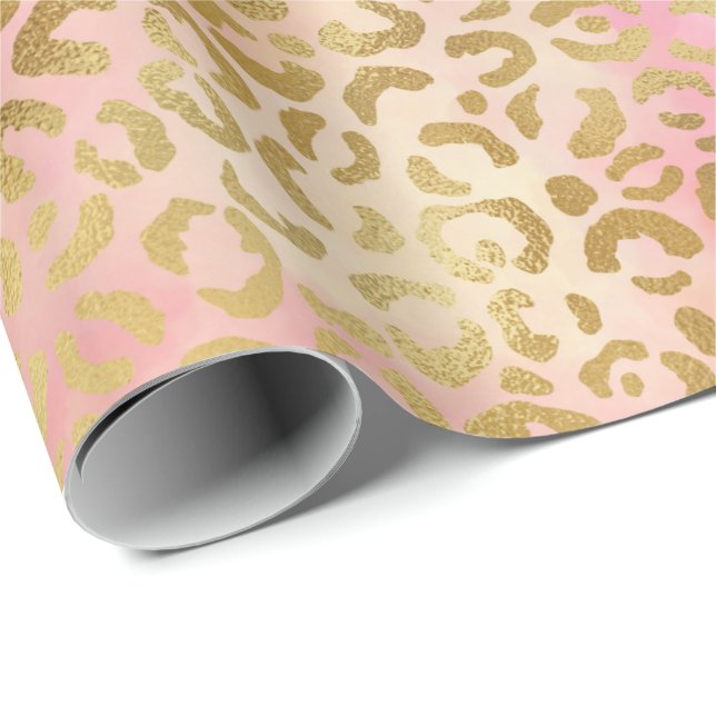 Peach Cream Pink Yellow Leopard Print Gefärbte Kra Geschenkpapier (Rolleneckpunkt)