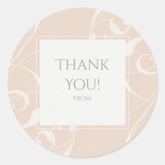 Peach & Creamy White Floral Swirl Elegante Hochzei Runder Aufkleber (Vorderseite)