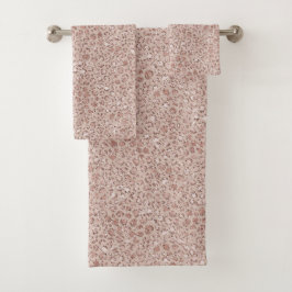 Peach Creme Blush Leopard Print Glitzer Badhandtuch Set