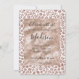 Peach Creme Blush Leopard Print Glitzer Einladung