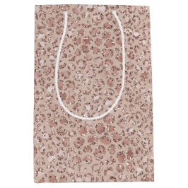 Peach Creme Blush Leopard Print Glitzer Mittlere Geschenktüte